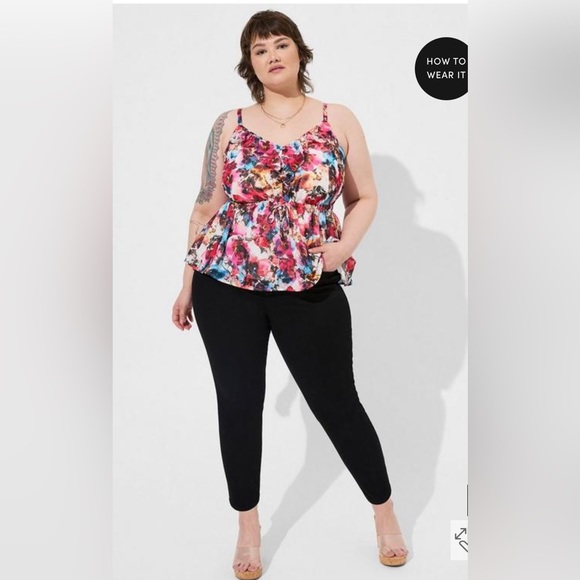 Torrid Chiffon Clip Dot Ruffle Tie Waist Tank NWT - Picture 4 of 7